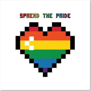 LGBTQ+ Spread The Pride - Rainbow Pixel Heart Posters and Art